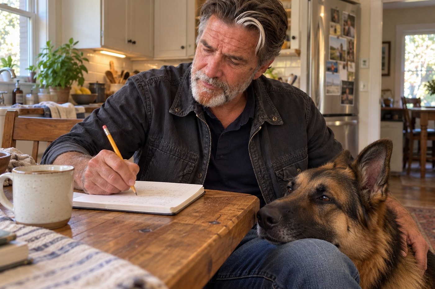 Hank working with a Shepherd in the barn